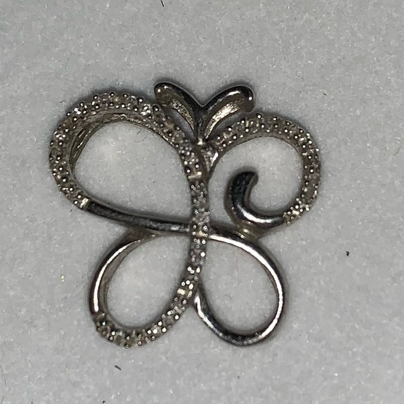 Jewelry - 925 Sterling Silver Bedazzled Butterfly Dainty Sparkly Necklace Charm